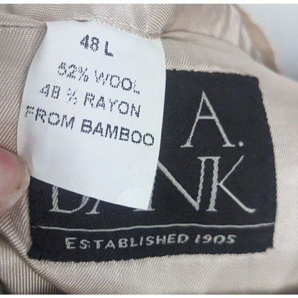 Jos A Bank Tan Grey Wool Bamboo Rayon 3 Button Sport Coat Jacket Blazer Sz 48L - Picture 4 of 8